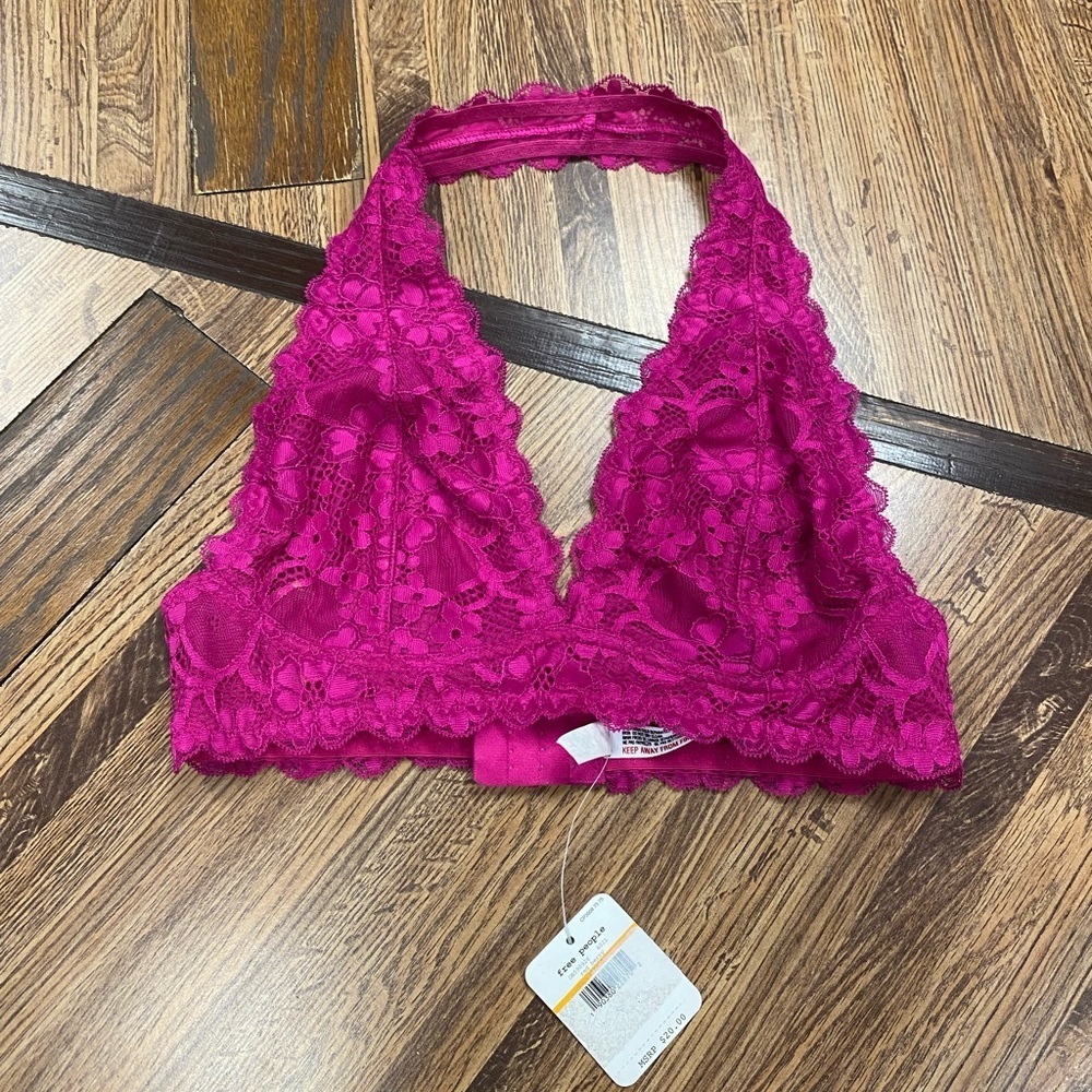 NWT Free People Galloon Lace Bralette in Red Berry Size Small - Picture 4 of 8